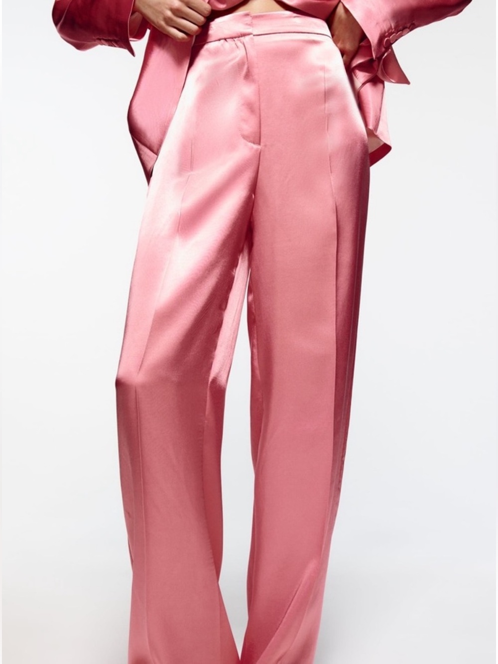 ZARA PINK SATIN EFFECT
STRAIGHT LEG PANTS